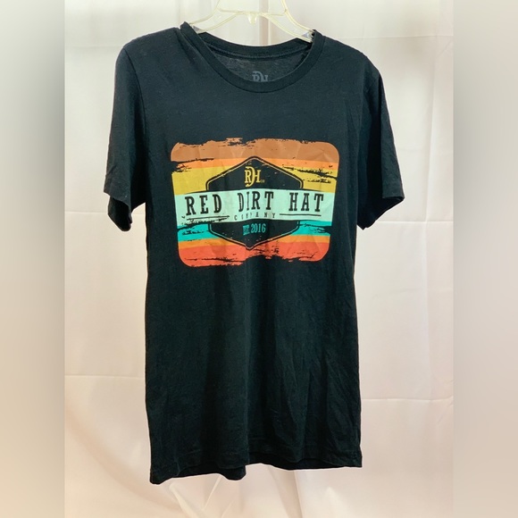 RED DIRT HAT CO. MEN'S ARMY SUNSET LOGO PATCH GRAPHIC T-SHIRT SZ MED - Picture 1 of 5